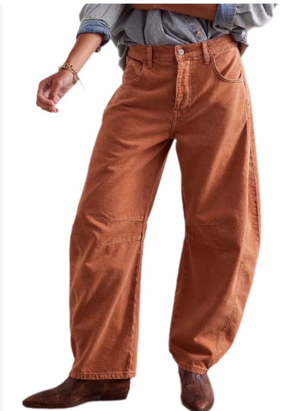 Free people good luck barrel jeans we the free size 31 rust cotton